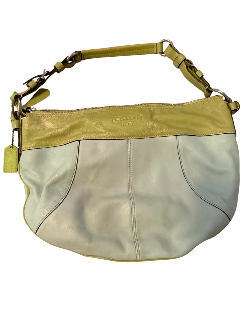 COACH Laura two-Tone green Leather Hobo Shoulder Bag